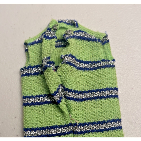 Vintage Barbie Now Knit #1452 Lime Green Knit Dress & Hat Mod 1970 Fashion - Picture 10 of 12
